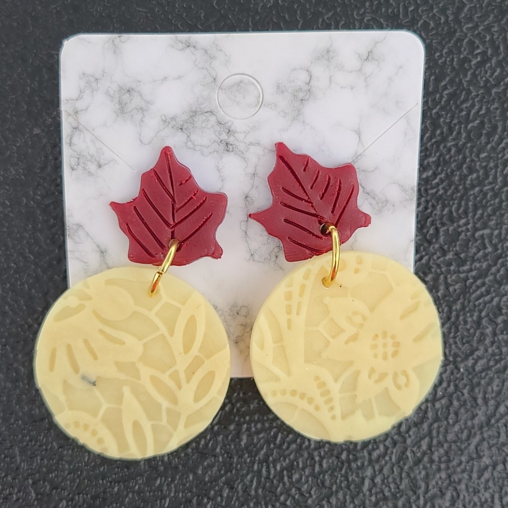 Glow in the Dark Leaf Medallion Earrings